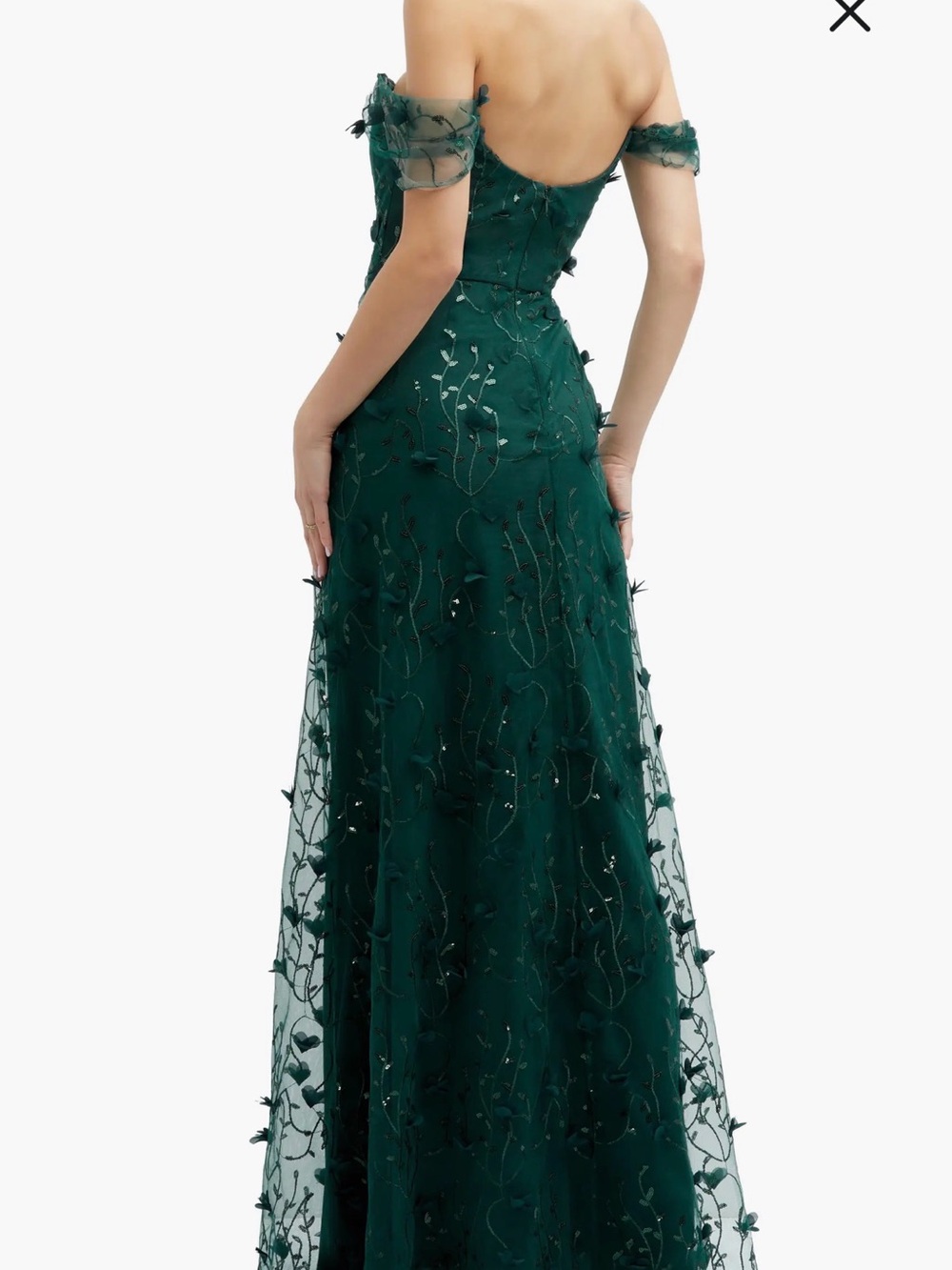 Dessy Collection One-Shoulder Emerald Green Evening Gown - Picture 3 of 4